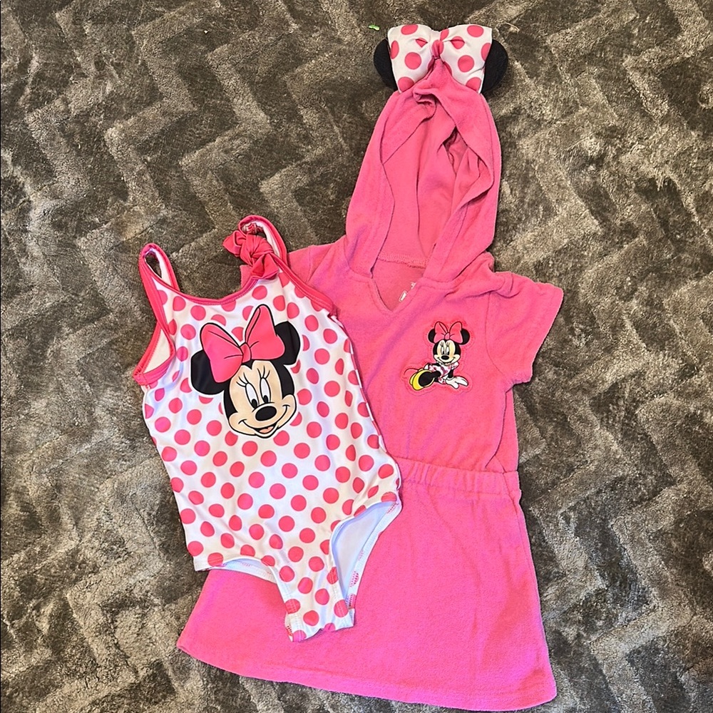 Pink Minnie Mouse Swimsuit and Cover-Up Set (2T)